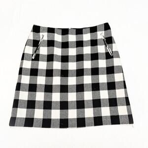 Talbots Plaid Madras Checkered Wool Flannel Pencil Skirt Front Pockets SIze 12